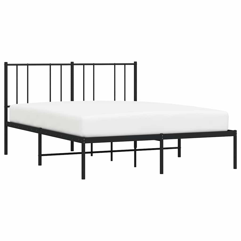 Metal Bed Frame without Mattress with Headboard Black 120x200cm