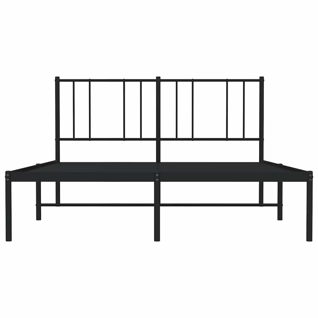Metal Bed Frame without Mattress with Headboard Black 120x200cm