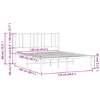 Metal Bed Frame without Mattress with Headboard Black 120x200cm