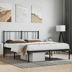 Metal Bed Frame without Mattress with Headboard Black 120x200cm