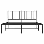 Metal Bed Frame without Mattress with Headboard Black 135x190cm