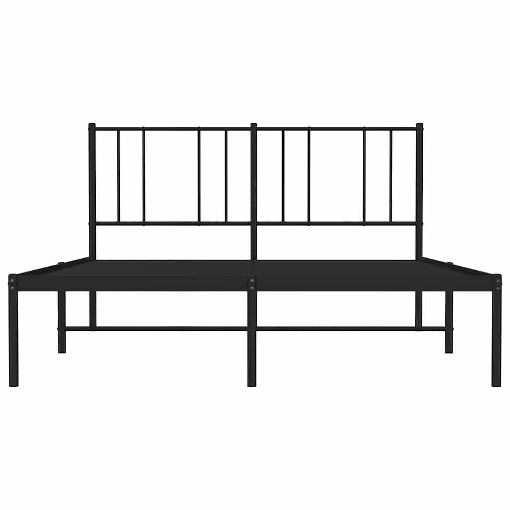 Metal Bed Frame without Mattress with Headboard Black 135x190cm