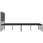 Metal Bed Frame without Mattress with Headboard Black 135x190cm