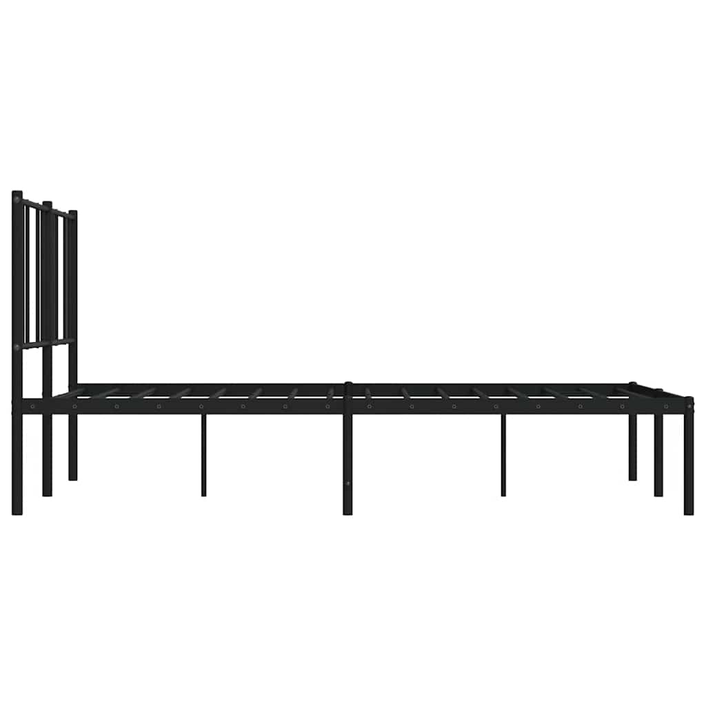 Metal Bed Frame without Mattress with Headboard Black 135x190cm
