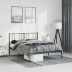 Metal Bed Frame without Mattress with Headboard Black 135x190cm