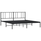 Metal Bed Frame without Mattress with Headboard Black 180x200cm