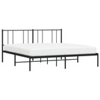 Metal Bed Frame without Mattress with Headboard Black 180x200cm