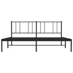 Metal Bed Frame without Mattress with Headboard Black 180x200cm