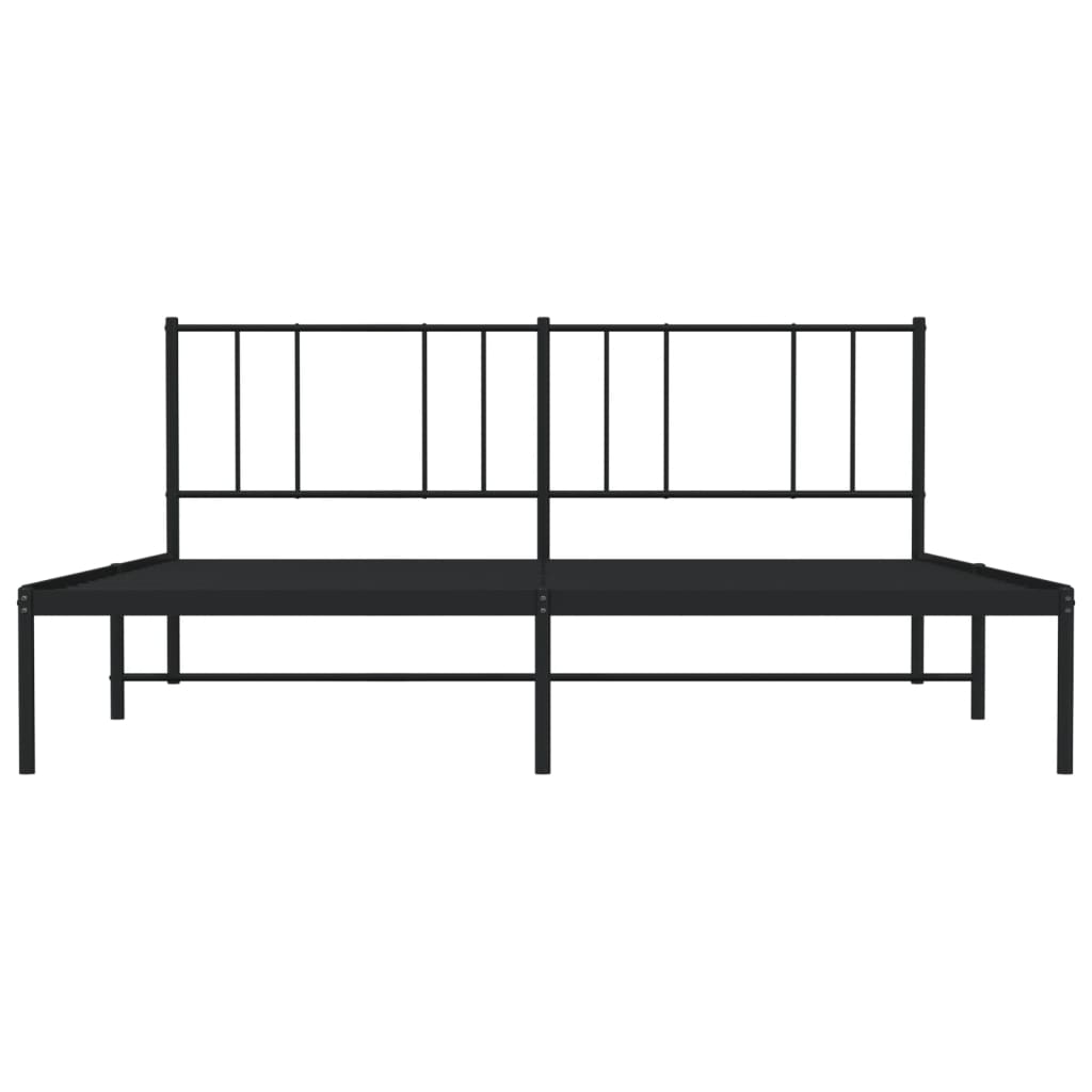 Metal Bed Frame without Mattress with Headboard Black 180x200cm