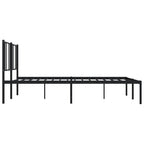 Metal Bed Frame without Mattress with Headboard Black 180x200cm