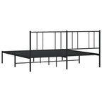 Metal Bed Frame without Mattress with Headboard Black 180x200cm
