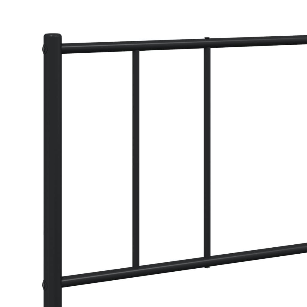 Metal Bed Frame without Mattress with Headboard Black 180x200cm