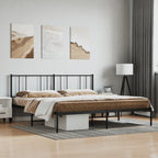 Metal Bed Frame without Mattress with Headboard Black 180x200cm