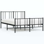 Metal Bed Frame without Mattress with Footboard Black 120x190cm