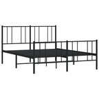 Metal Bed Frame without Mattress with Footboard Black 120x190cm