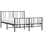 Metal Bed Frame without Mattress with Footboard Black 120x190cm