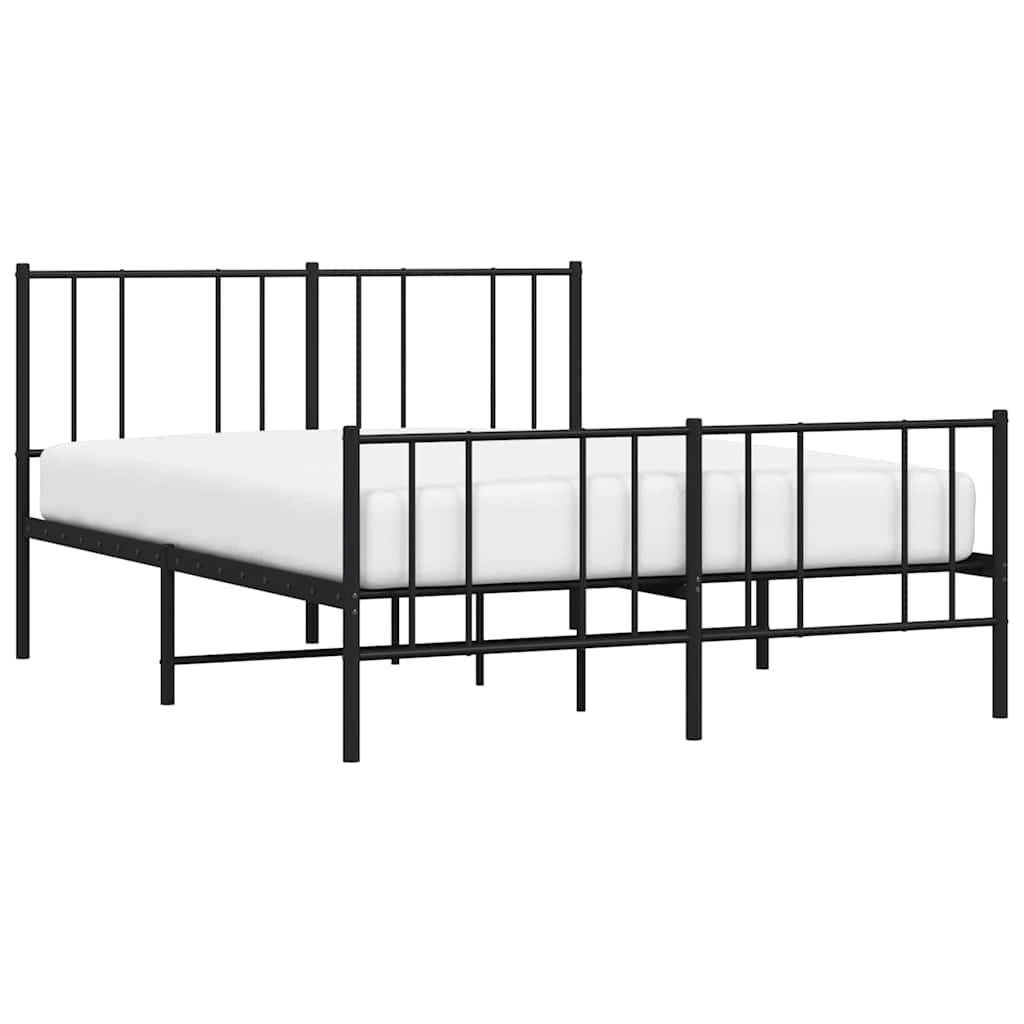 Metal Bed Frame without Mattress with Footboard Black 120x190cm