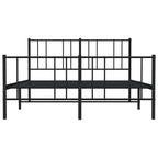 Metal Bed Frame without Mattress with Footboard Black 120x190cm