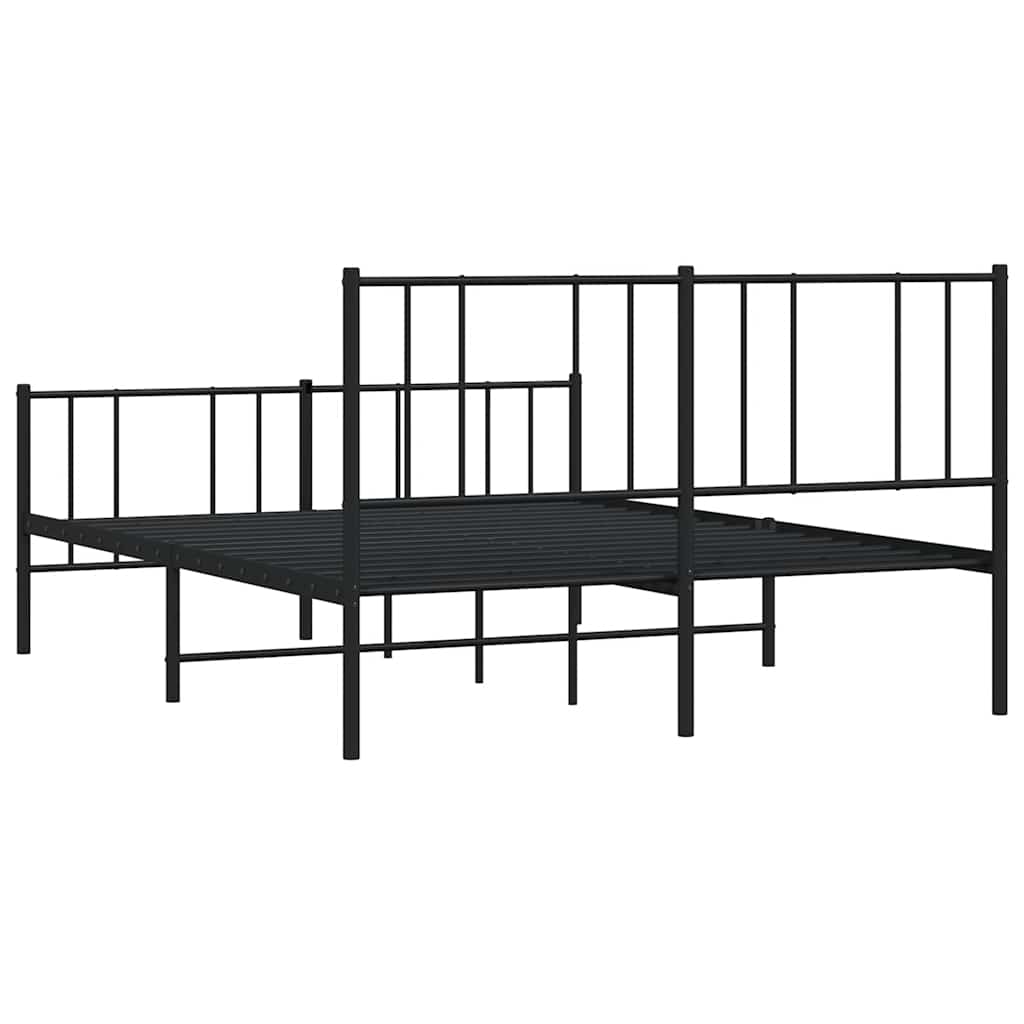 Metal Bed Frame without Mattress with Footboard Black 120x190cm