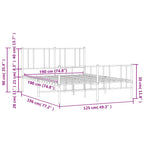 Metal Bed Frame without Mattress with Footboard Black 120x190cm