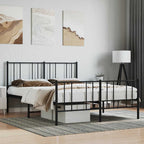 Metal Bed Frame without Mattress with Footboard Black 120x190cm