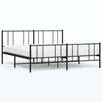 Metal Bed Frame without Mattress with Footboard Black 193x203cm