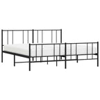 Metal Bed Frame without Mattress with Footboard Black 193x203cm