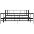 Metal Bed Frame without Mattress with Footboard Black 193x203cm