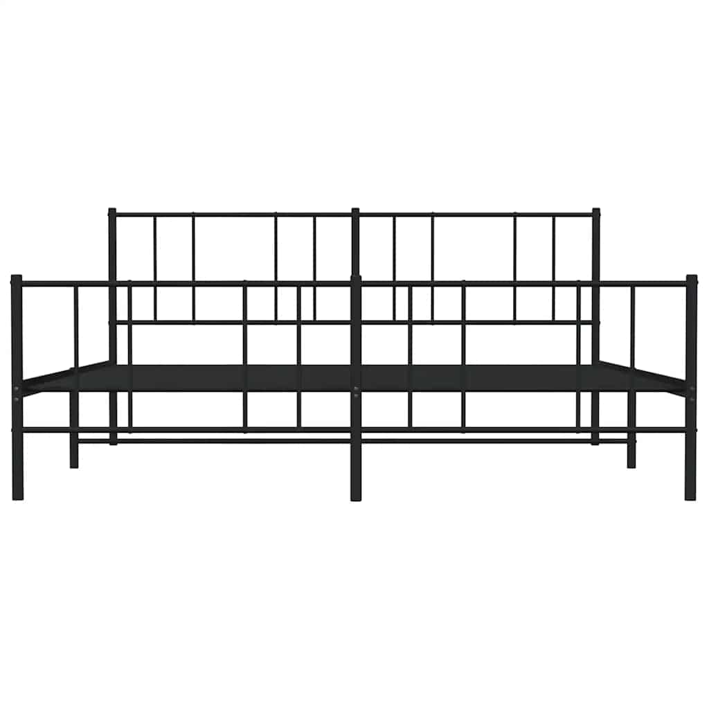 Metal Bed Frame without Mattress with Footboard Black 193x203cm