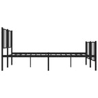 Metal Bed Frame without Mattress with Footboard Black 193x203cm