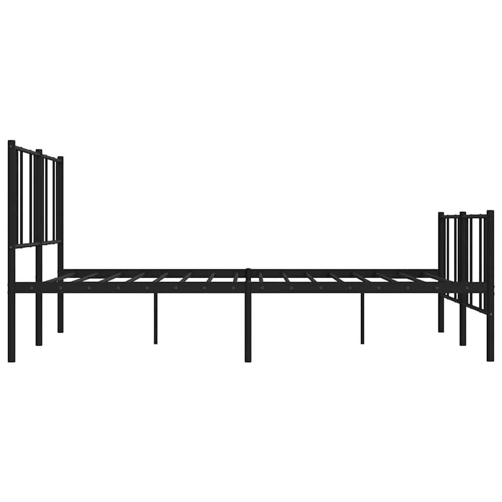 Metal Bed Frame without Mattress with Footboard Black 193x203cm