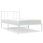 Metal Bed Frame without Mattress with Headboard White 107x203cm