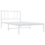 Metal Bed Frame without Mattress with Headboard White 107x203cm