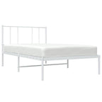 Metal Bed Frame without Mattress with Headboard White 107x203cm
