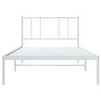 Metal Bed Frame without Mattress with Headboard White 107x203cm