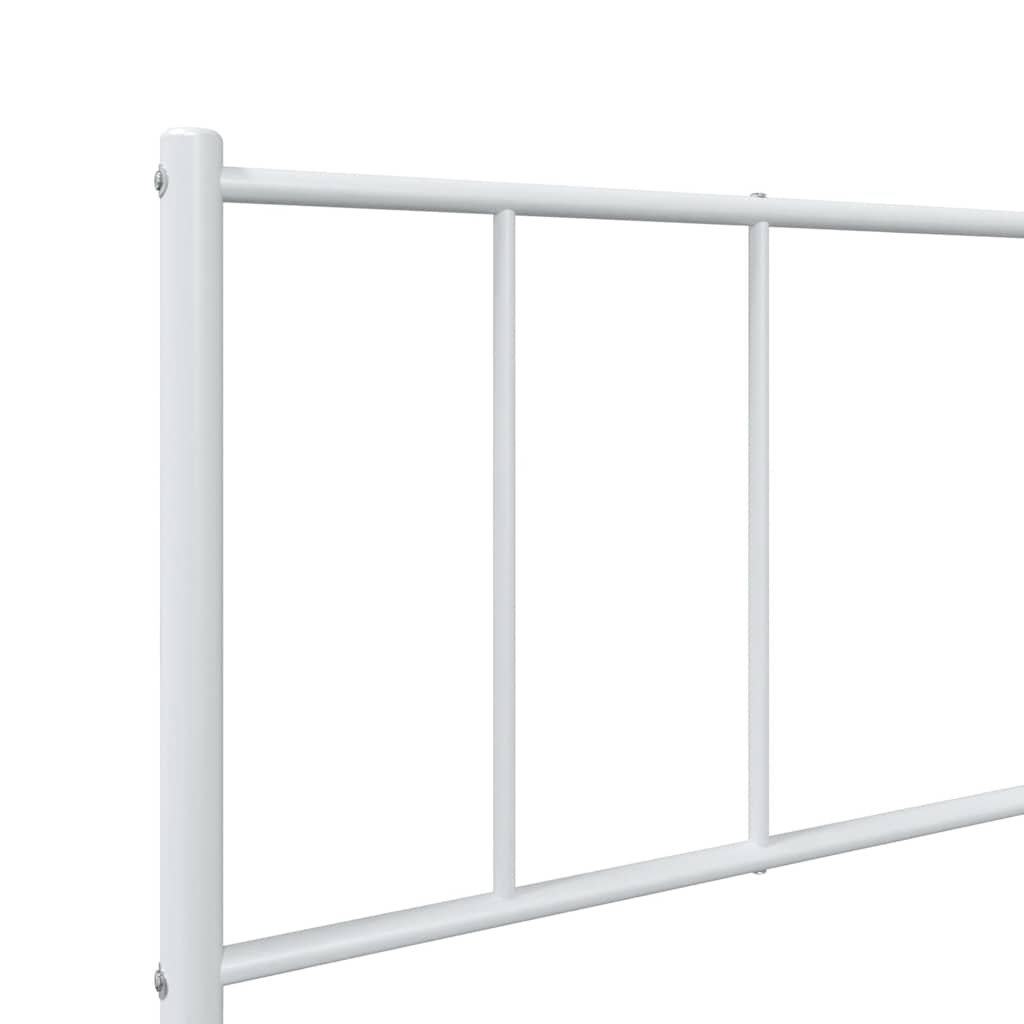 Metal Bed Frame without Mattress with Headboard White 107x203cm