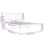 Metal Bed Frame without Mattress with Headboard White 107x203cm