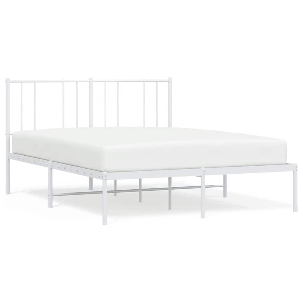 Metal Bed Frame without Mattress with Headboard White 120x200cm