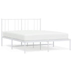 Metal Bed Frame without Mattress with Headboard White 120x200cm