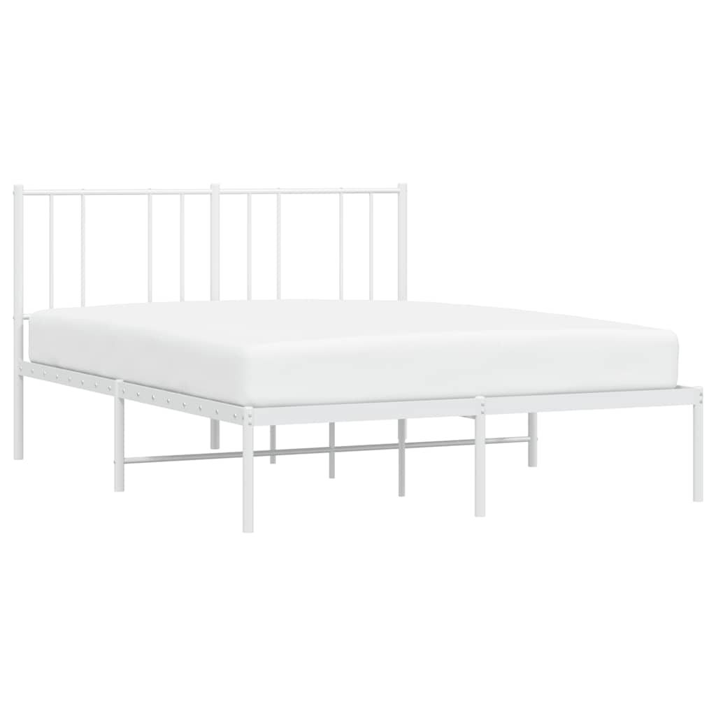 Metal Bed Frame without Mattress with Headboard White 120x200cm