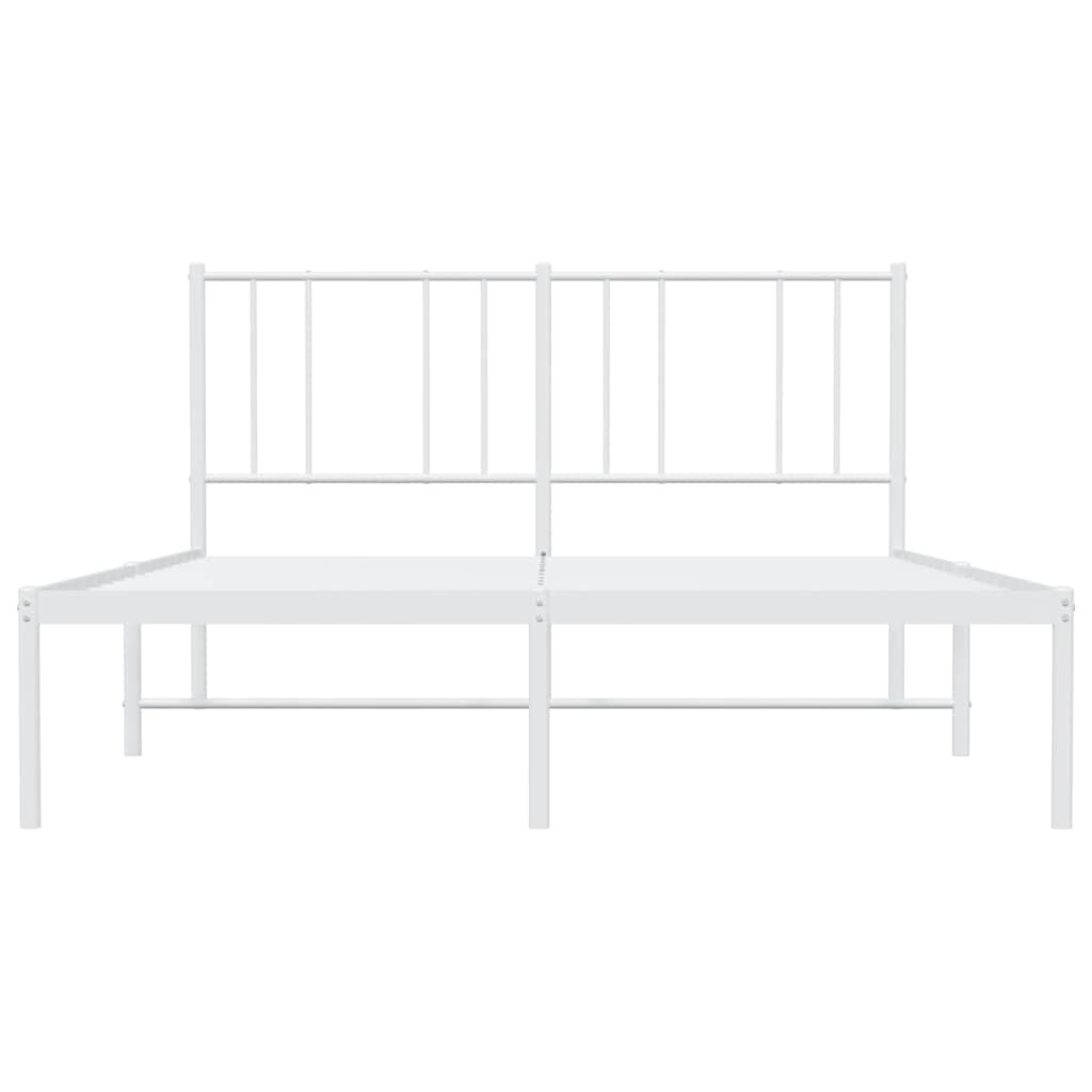 Metal Bed Frame without Mattress with Headboard White 120x200cm