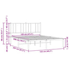 Metal Bed Frame without Mattress with Headboard White 120x200cm