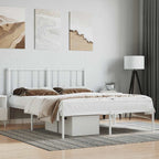 Metal Bed Frame without Mattress with Headboard White 120x200cm