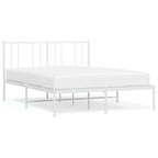 Metal Bed Frame without Mattress with Headboard White 135x190cm