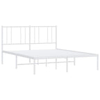Metal Bed Frame without Mattress with Headboard White 135x190cm