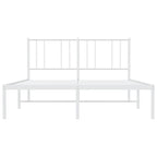 Metal Bed Frame without Mattress with Headboard White 135x190cm