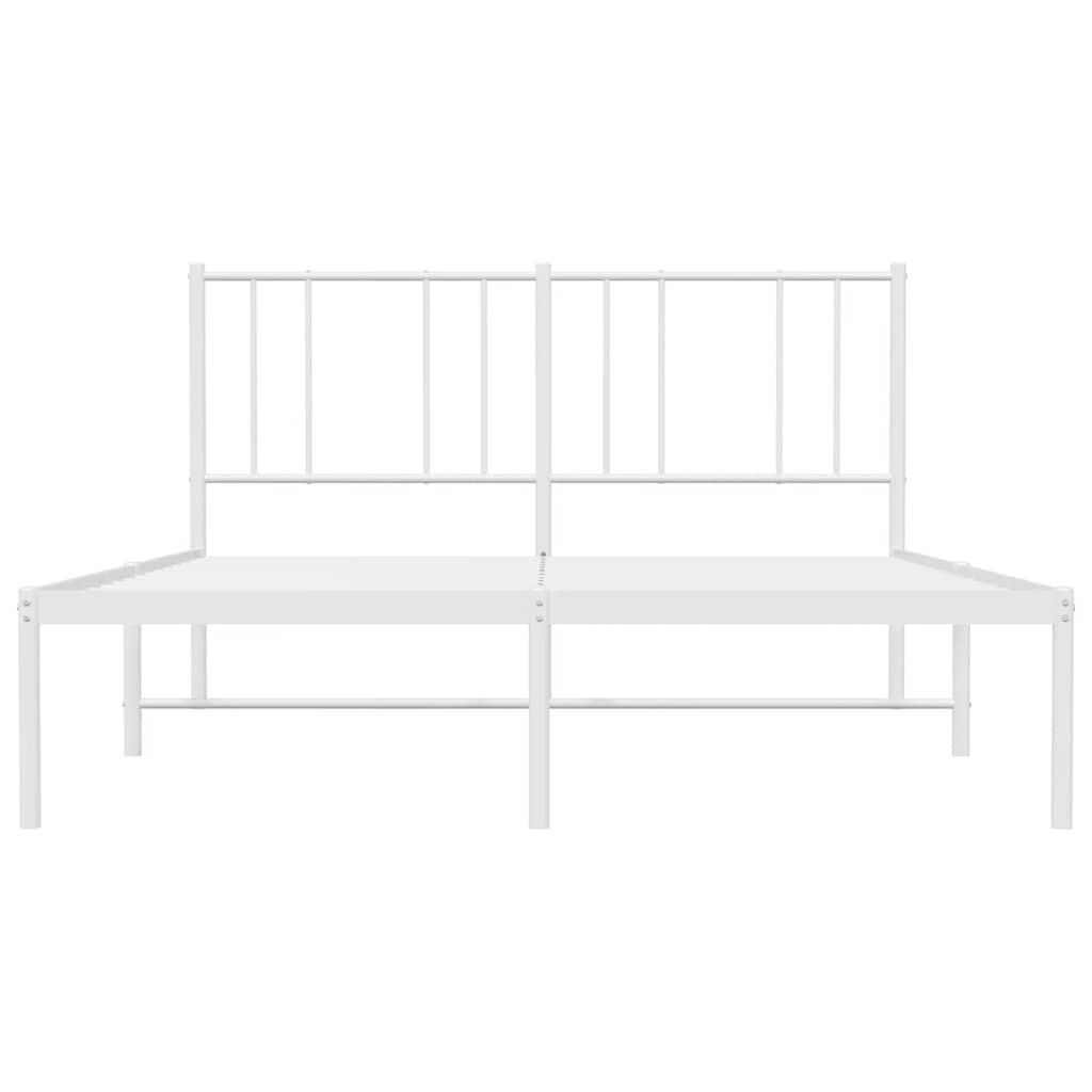 Metal Bed Frame without Mattress with Headboard White 135x190cm