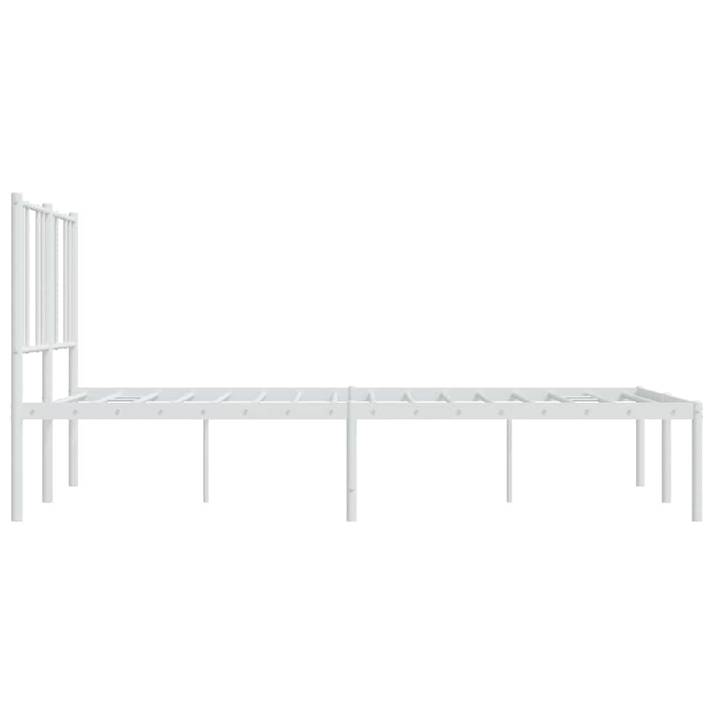Metal Bed Frame without Mattress with Headboard White 135x190cm