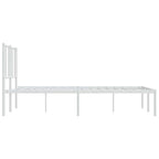 Metal Bed Frame without Mattress with Headboard White 135x190cm