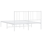 Metal Bed Frame without Mattress with Headboard White 135x190cm